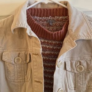 Crop Knit Sweater by Charlotte Russe & Corduro 4 pocket Jacket by No Boundaries